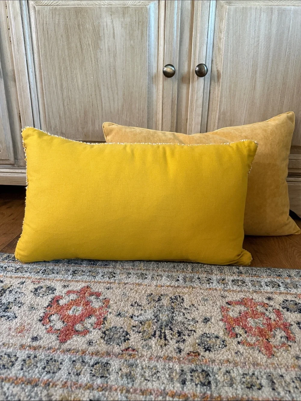 Pier 1 Mustard Yellow Textured Lumbar Pillow